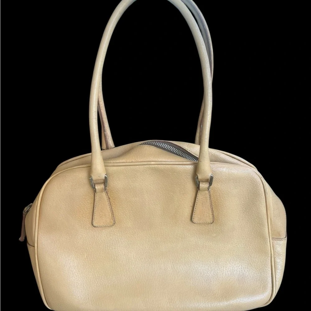 Prada Cream Leather Shoulder Bag